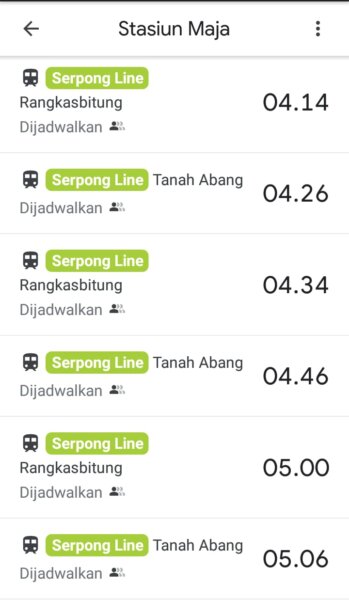 Jadwal KRL Commuter Line Maja Tanahabang