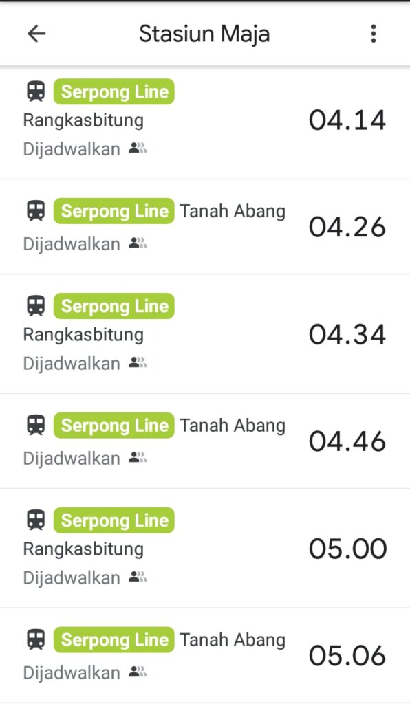 Jadwal KRL Commuter Line Maja Tanahabang